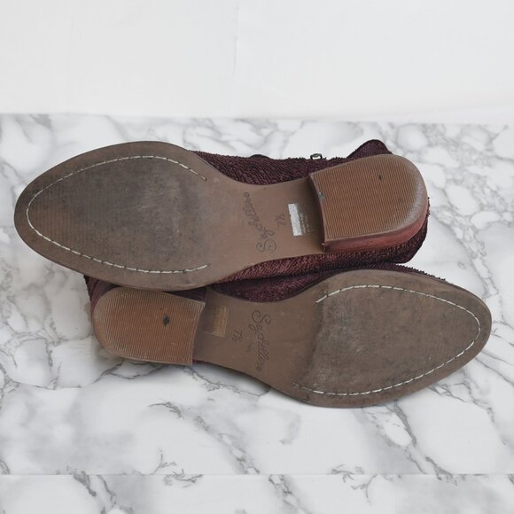 Seychelles - Anthropologie Snare Towel Ankle Boots - Suede - Burgundy - Size 7.5 - Picture 6 of 6